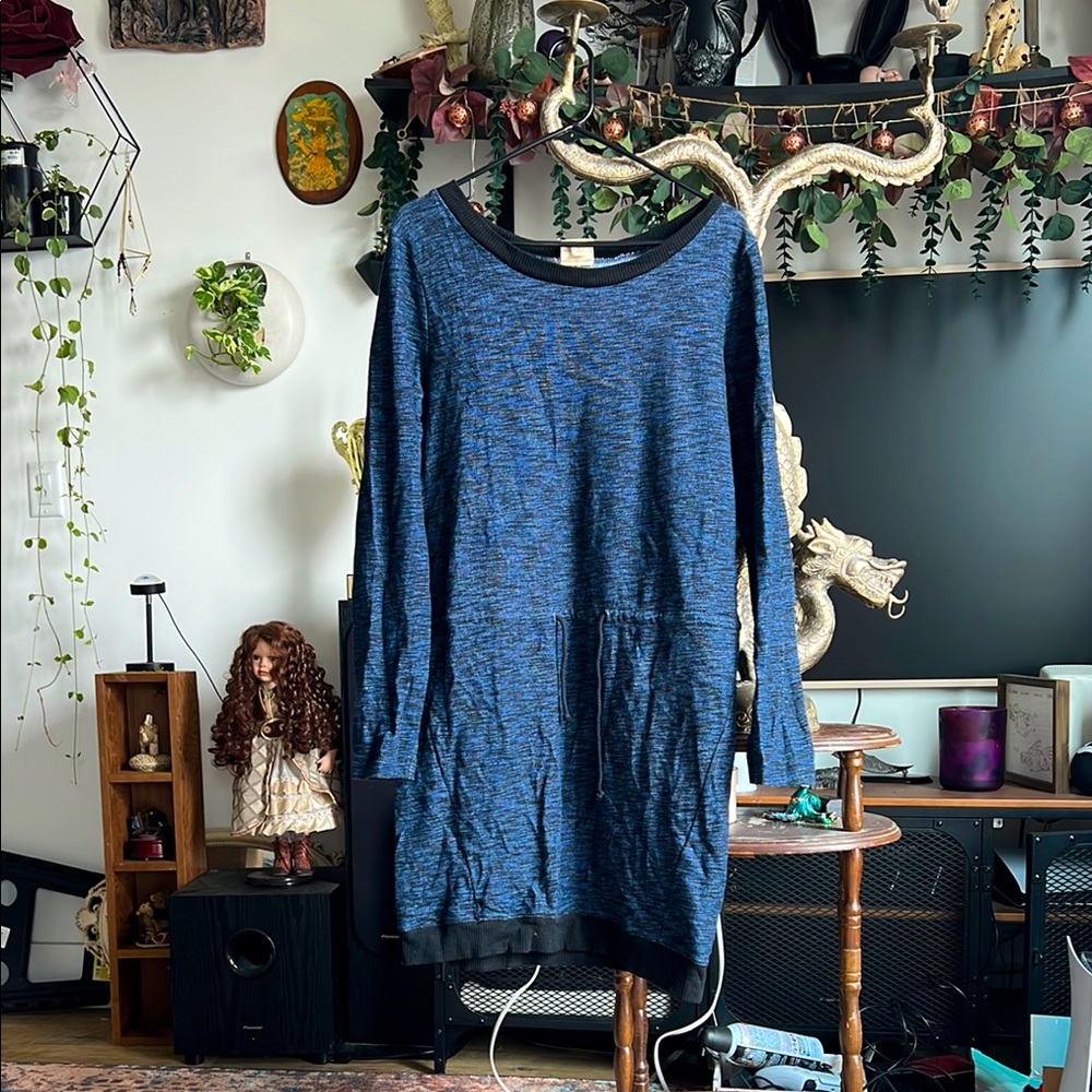 Blue and Black Long Sleeve Converse Dress